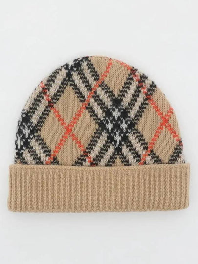 Check Cashmere Beanie Sand - BURBERRY - BALAAN 2