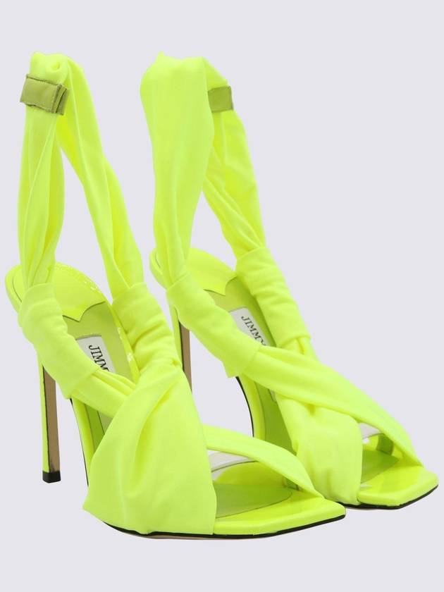 Jimmy Choo Green Neon Apple Leather Glossy Jersey Sandals - JIMMY CHOO - BALAAN 1