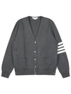 Milano Stitch 4-Bar Cardigan Medium Grey - THOM BROWNE - BALAAN 2