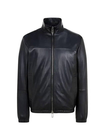 Men s two way zipper leather jacket black 270584 - EMPORIO ARMANI - BALAAN 1