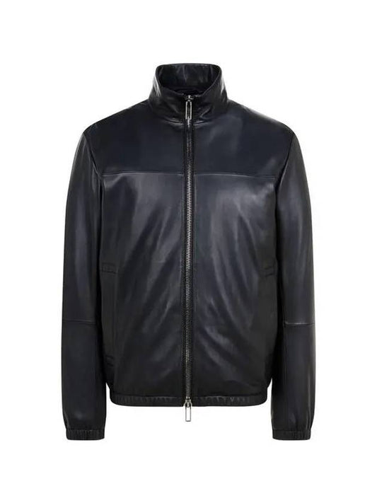 Men s two way zipper leather jacket black 270584 - EMPORIO ARMANI - BALAAN 1