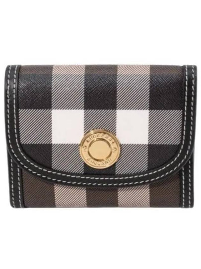 Check Print Leather Half Wallet Brown - BURBERRY - BALAAN 2