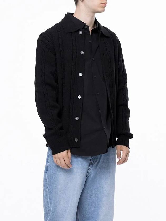 Men s M243OT02BK Dense Cable Collar Neck Knit Button Cardigan Black - CHANCE'S NOI - BALAAN 4