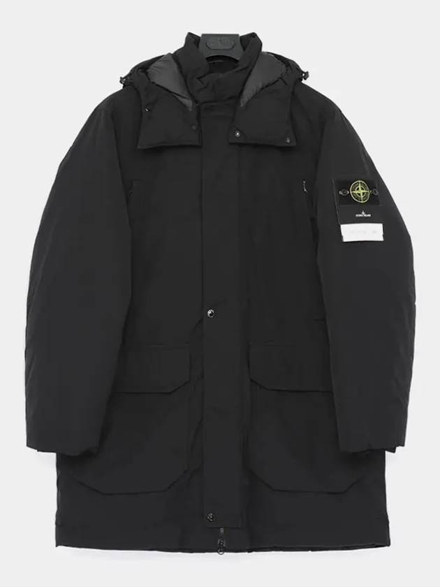 Polyester Micro Twill Long Down Parka Black - STONE ISLAND - BALAAN 4