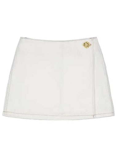 White Denim Mini Skirt Bright - GANNI - BALAAN 1