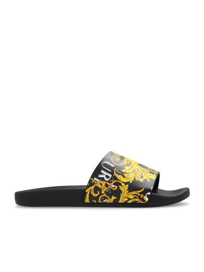 Logo Print Slippers Black - VERSACE - BALAAN 2