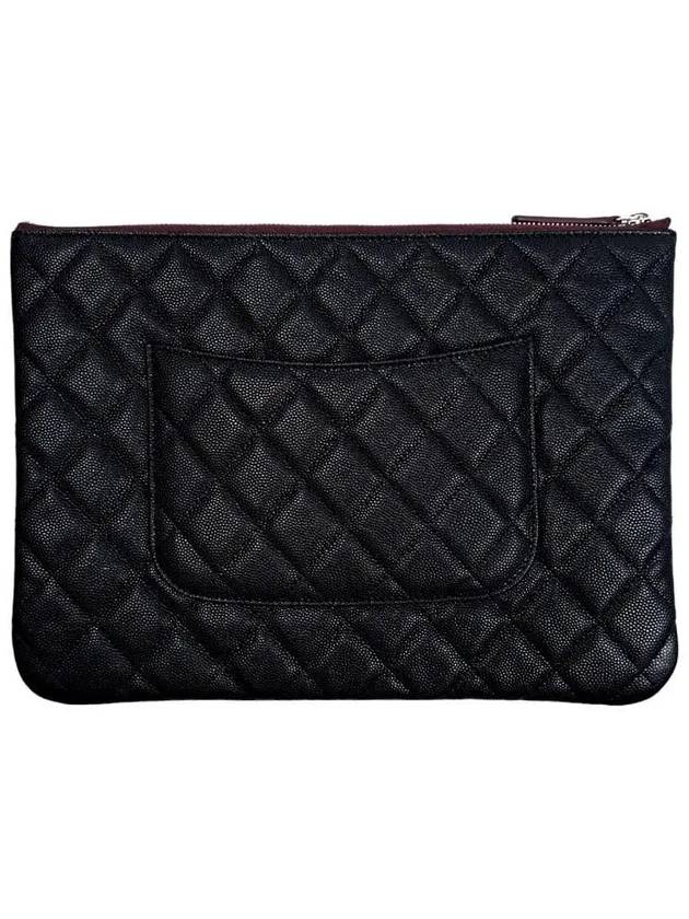 Medium Classic Clutch Bag Caviar Leather & Silver Black - CHANEL - BALAAN 3