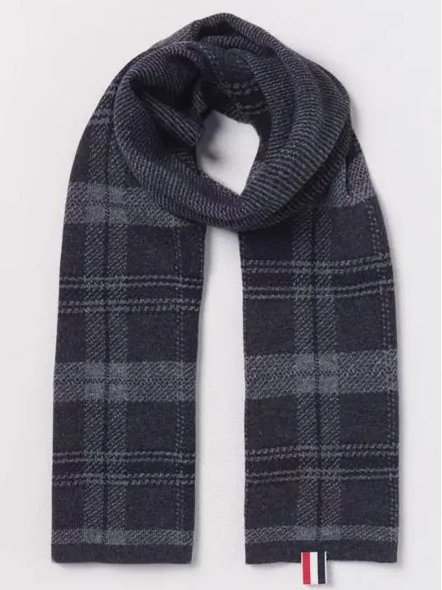 Tartan Check Scarf Dark Grey - THOM BROWNE - BALAAN 2