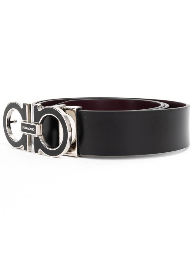 Gancini Reversible Leather Belt Black - SALVATORE FERRAGAMO - BALAAN 3