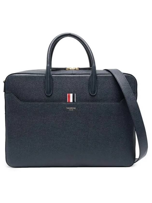 Pebble Grain Leather Brief Case Navy - THOM BROWNE - BALAAN 1