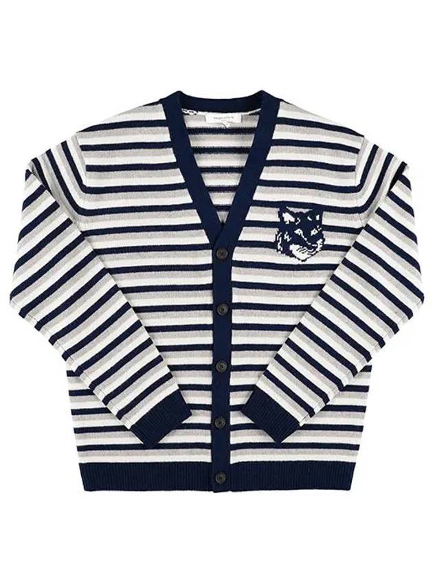 Fox head intarsia striped comfort cardigan - MAISON KITSUNE - BALAAN 2