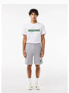 Slogan Embroidered Fleece Jogger Shorts Grey - LACOSTE - BALAAN 2