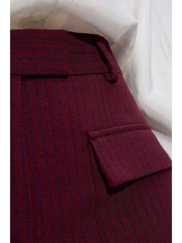 FERRAGAMO Wool Trousers With Striped Pattern, Women's, Burgundy - SALVATORE FERRAGAMO - BALAAN 5