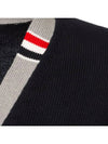 Three Stripe V Neck Cotton Cardigan Navy - THOM BROWNE - BALAAN 4