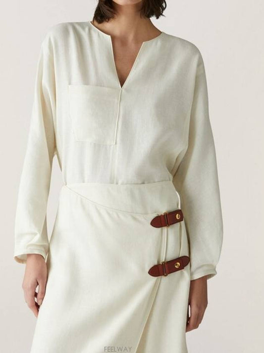 Arseine Linen Wool Blend Shirt Ivory - LORO PIANA - BALAAN 2