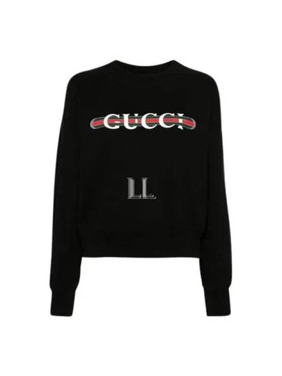 Print Cotton Jersey Sweatshirt Black - GUCCI - BALAAN 2