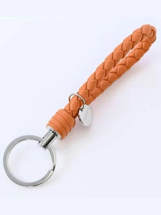 Intrecciato Leather Key Holder Coral - BOTTEGA VENETA - BALAAN 2