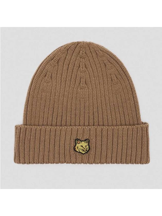 Bold Fox Head Patch Ribbed Beanie Golden Brown - MAISON KITSUNE - BALAAN 3