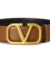 Signature V Logo Leather Belt Brown - VALENTINO - BALAAN 5