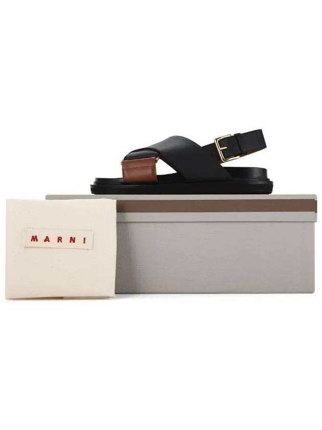 Fussbett Leather Sandals Black Brown - MARNI - BALAAN 5