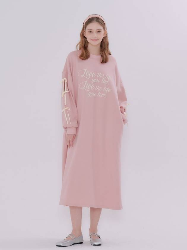 Ribbon Detail Long Dress Pink - METAPHER - BALAAN 5