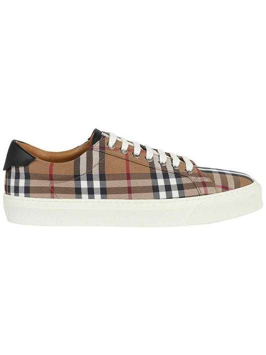 Vintage Check Cotton Leather Sneakers Brown - BURBERRY - BALAAN 2
