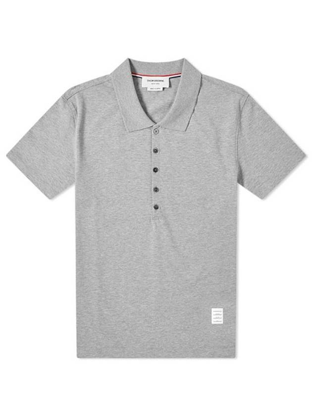 Side Slit Three Stripe Tab Short Sleeve Polo Shirt Grey - THOM BROWNE - BALAAN 2