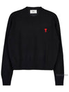 Heart Logo Wool Knit Top Black - AMI - BALAAN 11