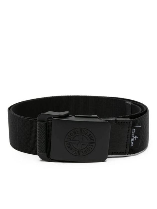 Compass Motif Buckle Belt Black - STONE ISLAND - BALAAN 1