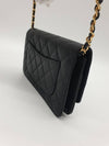 Classic Wallet On Chain Crossbody Bag Grained Calfskin Gold Black - CHANEL - BALAAN 7