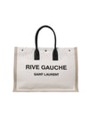 Rive Gauche Cotton Linen Tote Bag Ivory - SAINT LAURENT - BALAAN.