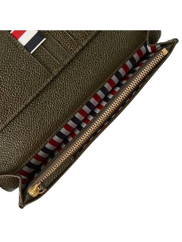 Men's Logo Pebble Grain Leather Long Wallet Brown - THOM BROWNE - BALAAN 6