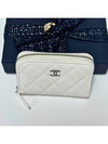 Classic zipper card wallet white caviar silver women s AP0216 - CHANEL - BALAAN 2