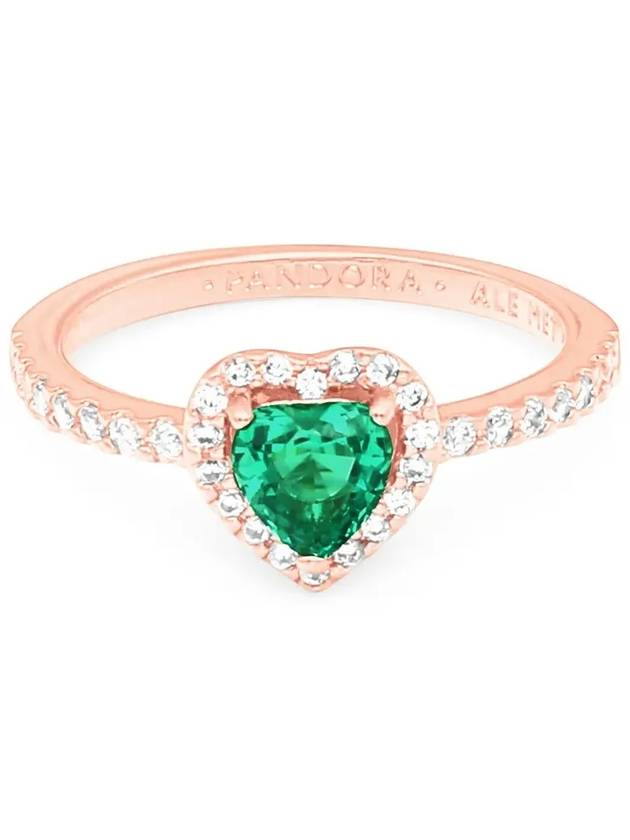 Sparkling Elevated Green Heart Ring Rose Gold - PANDORA - BALAAN 4