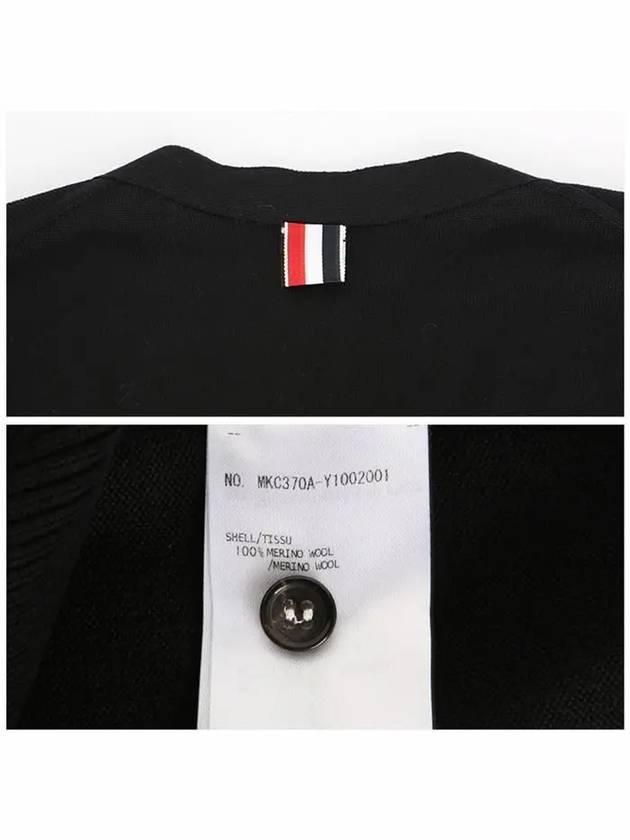 Men's 4 Bar Mr. Tom Icon Intarsia Bag Classic Merino Wool Cardigan Black - THOM BROWNE - BALAAN 8