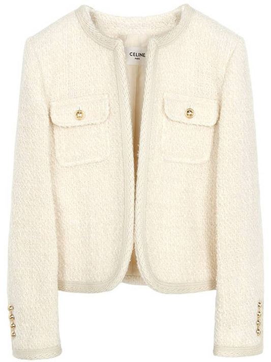 Chelsea Tweed Wool Jacket Ivory - CELINE - BALAAN 2