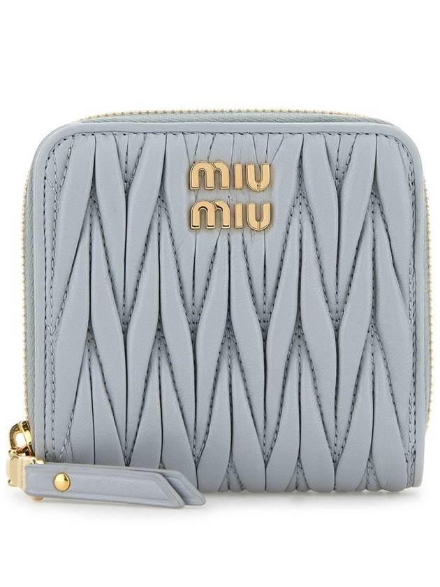 Matelasse Logo Zip Around Half Wallet Cornflower Blue - MIU MIU - BALAAN 2