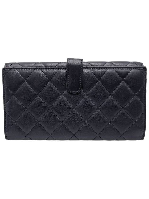 Black lambskin classic quilting pattern silver logo long wallet - CHANEL - BALAAN 3