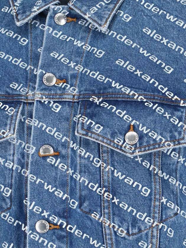 Women's Logo Print Trucker Denim Jacket Blue - ALEXANDER WANG - BALAAN 4