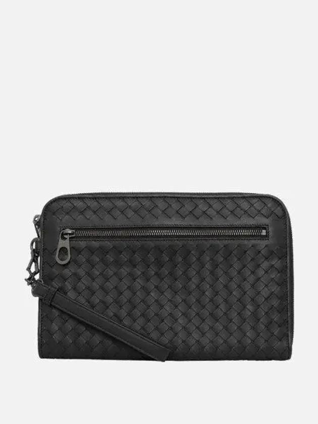 Intrecciato Documents Zipper Clutch Bag Black - BOTTEGA VENETA - BALAAN 2