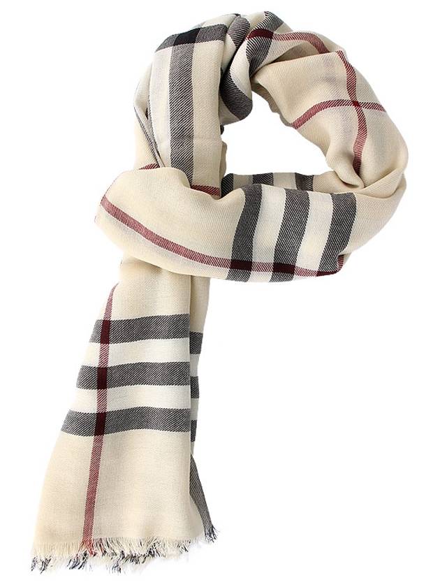 Checked Wool Scarf Beige - BURBERRY - BALAAN 3