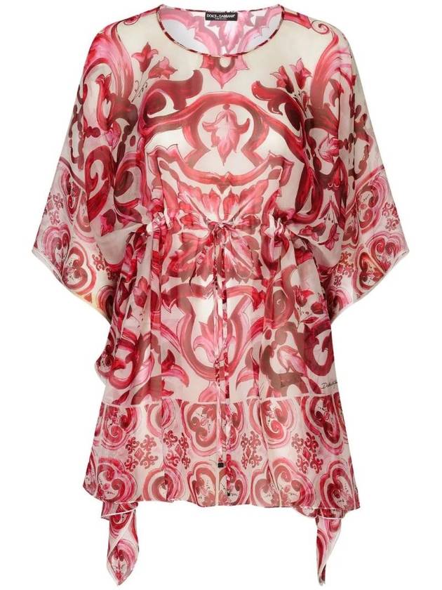 Majolica Print Silk Kaftan Dress F6F1ITHI1BL - DOLCE&GABBANA - BALAAN 1