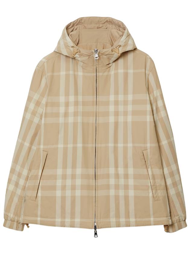 Check Nylon Reversible Hooded Jacket Soft Fawn - BURBERRY - BALAAN 2