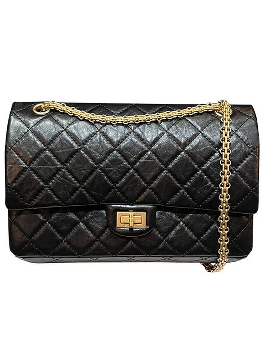 255 Vintage Calfskin Gold Tone Metal Large Flap Shoulder Bag Black - CHANEL - BALAAN 2