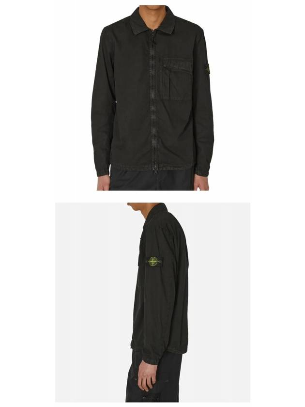 Old Treatment Garment Dyed Overshirt Jacket Black - STONE ISLAND - BALAAN 5