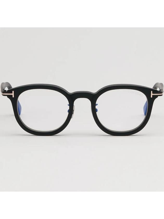 Blue light blocking glasses frame TF6009DB 002 Matte black horn rim Asian fit round - TOM FORD - BALAAN 3