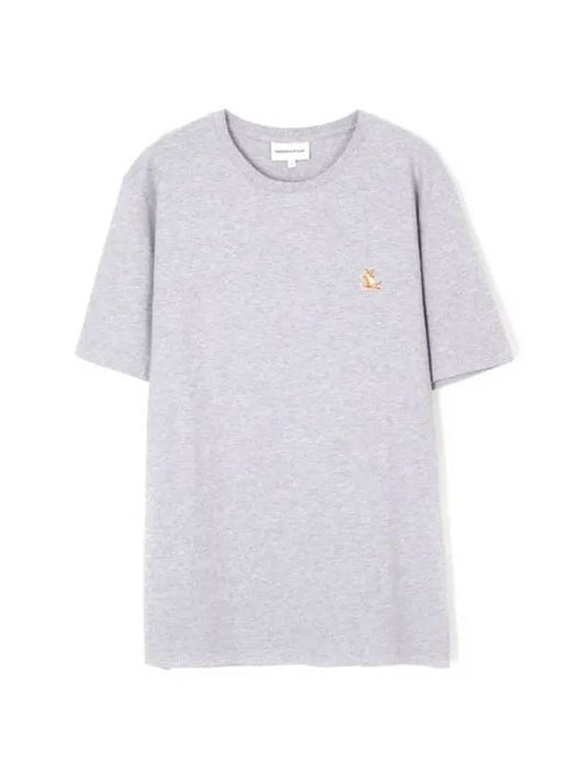 Chillax Fox Patch Regular Short Sleeve T-Shirt Grey - MAISON KITSUNE - BALAAN 1