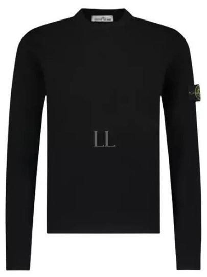 Compass Badge Crewneck Virgin Wool Knit Top Black - STONE ISLAND - BALAAN 2