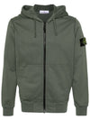 Logo Patch Cotton Fleece Hoodie Green - STONE ISLAND - BALAAN 2