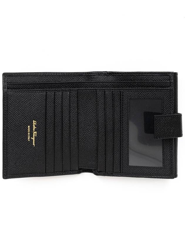 Gancini Leather Half Wallet Black - SALVATORE FERRAGAMO - BALAAN 4